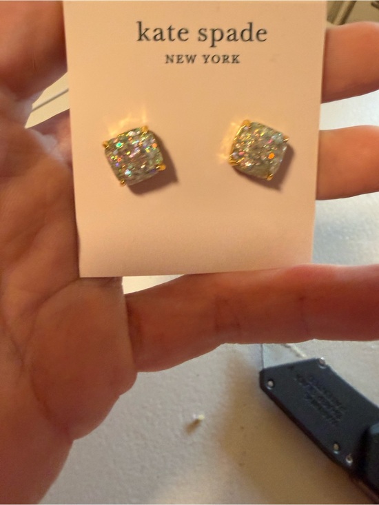 kate spade Jewelry - kate spade Gold Iridescent Square Crystal Stud Earrings
